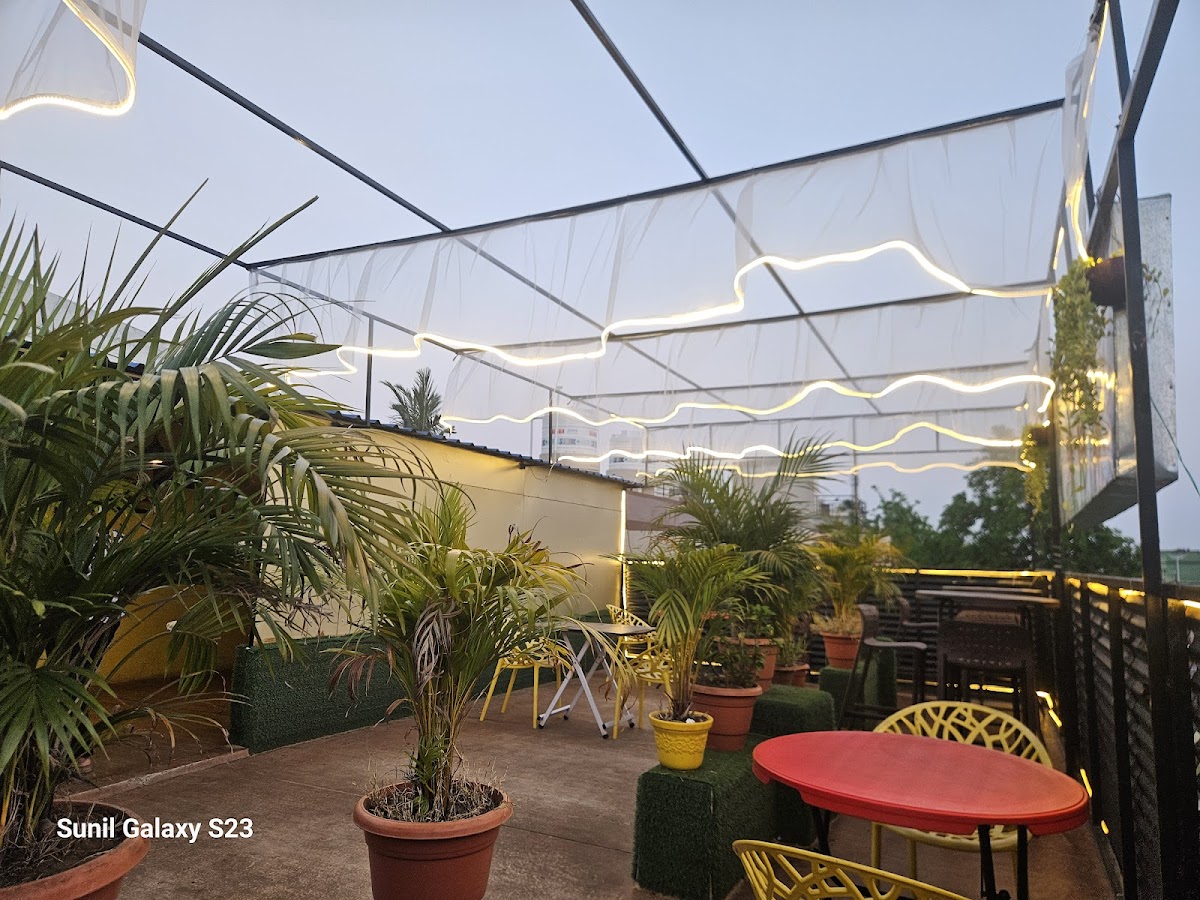 Urban terrace rooftop cafe